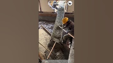 The process of concrete pouring using a smart technique for house beam interior