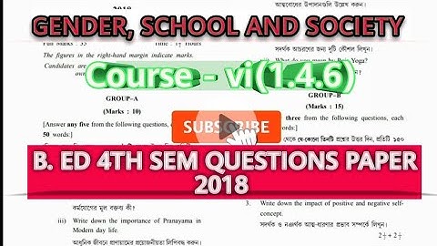 Gender, school and society BED 4th sem questions paper 2018 by#AECLASSES