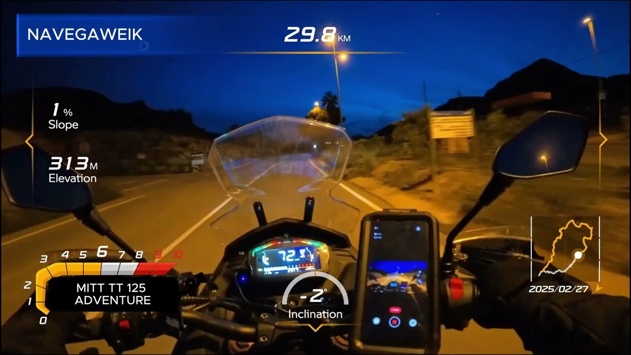 MITT TT 125 ADVENTURE VIDEO De noche y con curvas muy cerradas