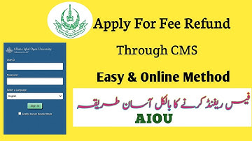 AIOU Fee Refund Procedure| aiou fee refund| refund aiou fee| CMS |fee refund kasy kr skty hein|AIOU