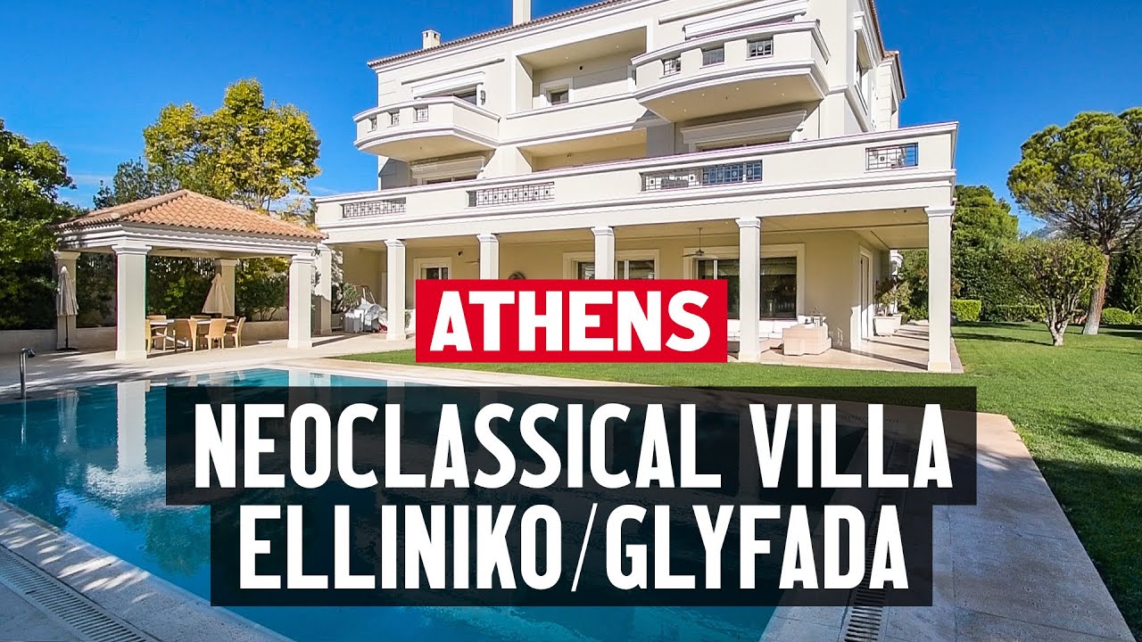 Жизнь в Греции. Экскурсия по неоклассической греческой вилле в Глифаде, Афины, рядом с парком Элл...