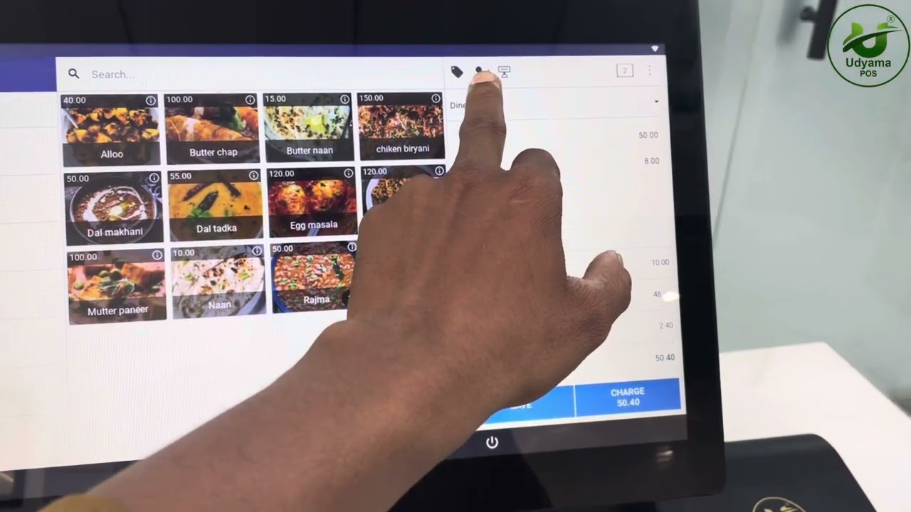 Udyama POS Android touch pos billing mach for Restaurant businesses