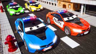 Virus-Infected Cars vs Monster Police Car & Color Police Cars 😱 | Ultimate City Battle screenshot 4