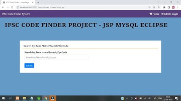 IFSC Code Finder Portal Project || JSP MYSQL Eclipse