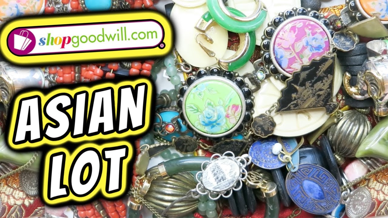 ASIAN LOT! Shop Goodwill Jewelry Lot Blue Box Jewelry Jar Haul to