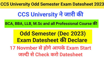 CCS University Odd Semester Exam Datesheet 2023 | Odd semester (1,3,5,7) Exam date sheet Dec 2023