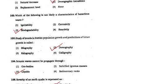 M.Sc. Environmental Science and technology BHU (2017) entrance MCQ part 3 hindi