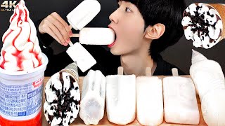 ASMR ICE CREAM WHITE PARTY DESSERTS CANDY MUKBANG EATING SOUNDS