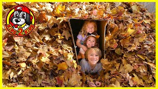 OUR FAMILY PLAYS in BIGGEST Pile of Leaves Ever Raked! (LAST TO LEAVE EPIC LEAF FORT CHALLENGE)