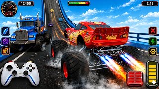 モンスター・トラック3台のメガランプ・マッドネス：過激なスタント＆衝撃のクラッシュ 🔥 メガランプ・レーシング新作動画 screenshot 4