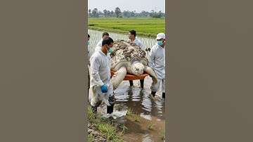 Rescuing a rare albino turtle found in a rice field #turtle