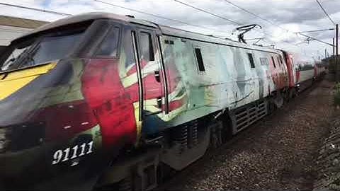 Class 91 flying through Retford
