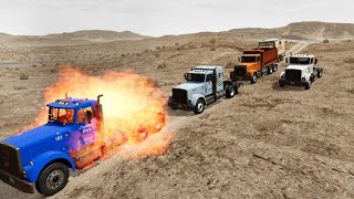 A dangerous Trucks Race, what happen when truck hit another one and hit the drums? Watching screenshot 5