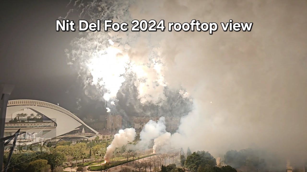 Fallas de Valencia 2024. Nit Del Foc by Pirotecnia Caballer FX. Rooftop view!