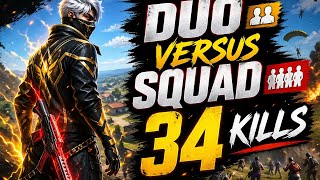 BR ranked duo vs squad 34 kills and Booyah 