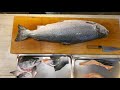 How To Fillet a Whole Salmon To Make Sashimi & Sushi -  Taiwanese street food