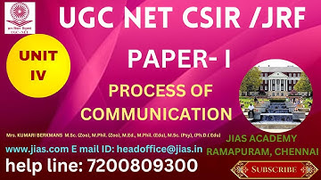 UGC NET- NTA //PAPER -I :  UNIT : IV - PROCESS OF COMMUNICATION