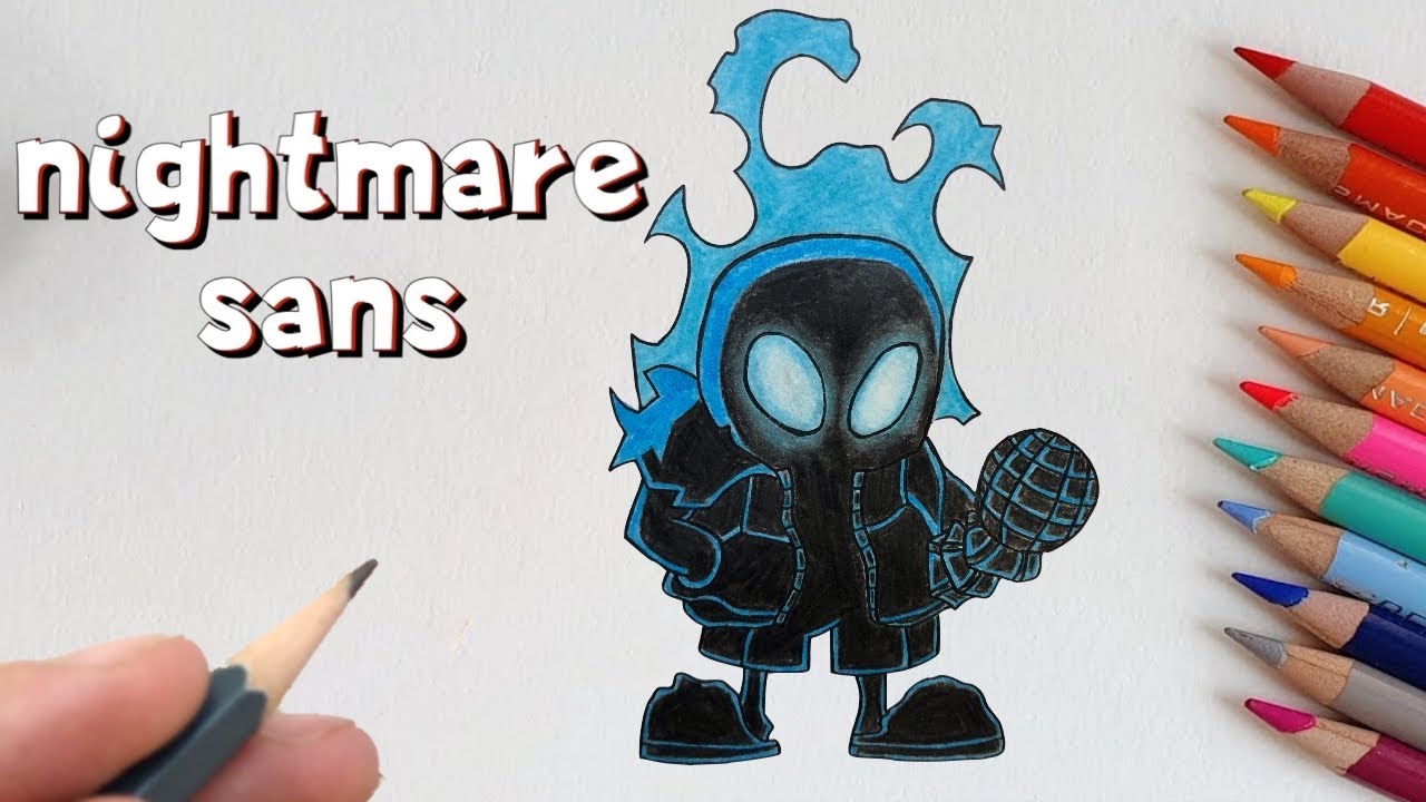 HOW TO DRAW NIGHTMARE SANS (Indie Cross)  Friday Night Funkin (FNF) - Easy  Step By Step Tutorial 