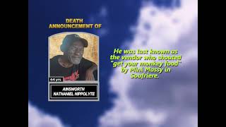 Ainsworth Nathaniel Hippolyte ~ Short Obituary