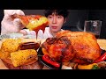 MUKBANG 칠면조 만한 통닭 치킨 먹방 | 불닭볶음면 소스, 옥수수, 파프리카 | Fire fried chicken & corn Eatig sounds [SIO ASMR 시오]