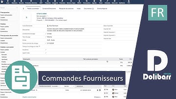 Tutoriel 15 - FR - Commandes fournisseurs avec Dolibarr ERP CRM