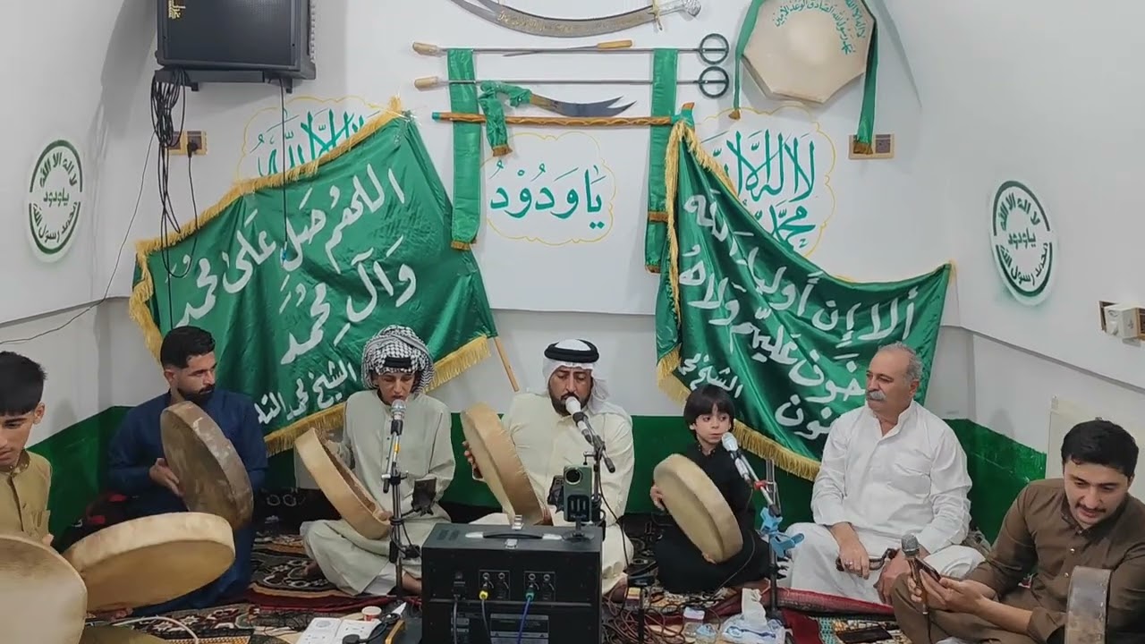 المداح السيد شاكر اللويزي في التكية الرفاعية القادرية الشيخ محمد التلعفري ابو العلمين في تلعفر 455