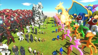 NEW YEAR WAR  RANGED WEAPON TEAM vs RAINBOW TEAM  Animal Revolt Battle Simulator