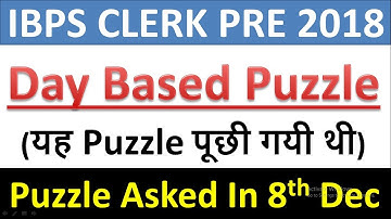 IBPS CLERK PRE 2018: Day Based Puzzle Asked In 8th Dec| Memory Based Puzzle