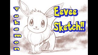 Eevee , Sketch , pokemon ,  Huion Kamvas Gt-191