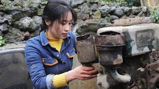 ✨💖The beautiful girl helps fans to repair the scrapped diesel engine, a wonderful process!｜Linguoer