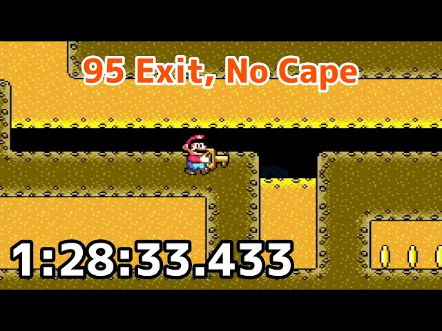 スーパーマリオワールド RTA 95 Exit, No Cape No.007 1:28:33.433