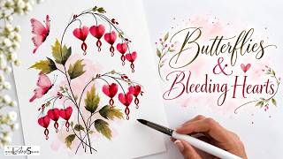 EASIEST Watercolor Flower of Its Kind?! 🌸 Paint Beautiful Bleeding Hearts | Flunbrato Paper