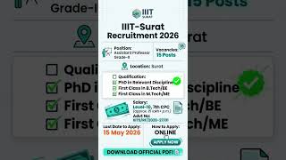 IIIT-Surat Assistant Professor Grade-II Recruitment 2026 - Apply Online for 15 Posts