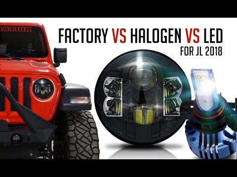 Jeep JL Headlight Comparison: Factory vs Halogen vs LED - YouTube