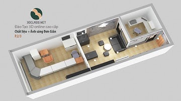 P2-3 Đào tạo 3D, Thiết kế 3D Diamond Shop, Chiếu sáng nội thất 3D, các nguồn sáng Vray