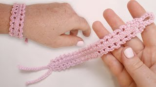 How to Crochet an Lacy Bracelet Easy Tutorial For Beginners by Last Minute Laura 4,492 views 4 months ago 9 minutes, 53 seconds