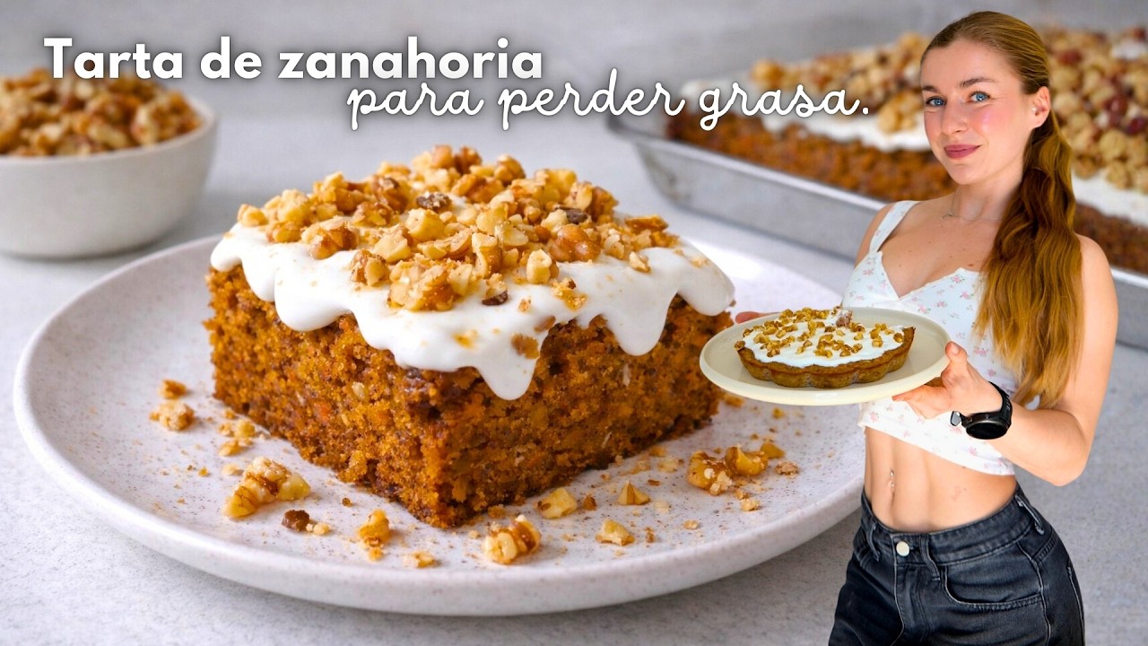 Merienda CARROT CAKE todos los días y PIERDE MÁS GRASA 💪🏻 Receta de tarta de zanahoria saludable 🥕