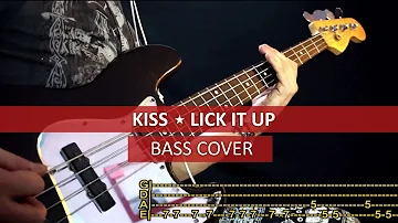 KISS - Lick it up / bass cover / playalong with TAB