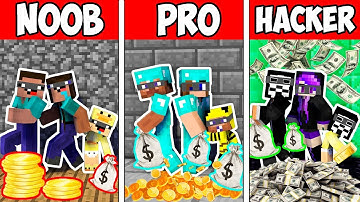 Minecraft NOOB vs PRO vs HACKER vs GOD : FAMILY BANK ROBBERY in Minecraft Animation