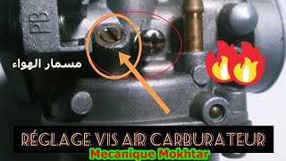 للحفاظ على استهلاك الوقود يجب ضبط مسمار الهواء مسمار السلانسيه في الكربريتر vis d'air du carburateur