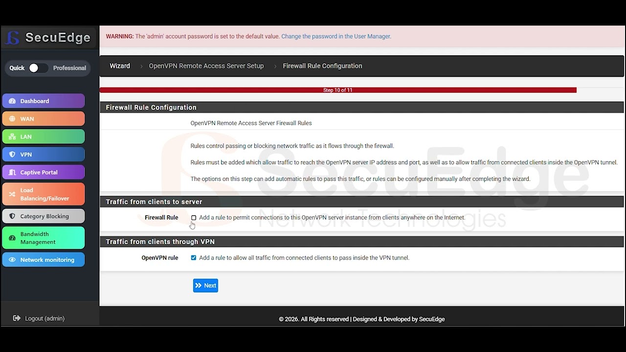 Remote Access VPN Configuration in SecuEdge Firewall