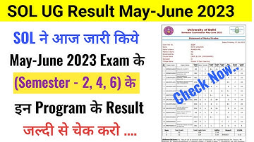 SOL Bcom Prog Second Semester Result Declared 2023 | SOl 2nd, 4th, 6th Semester Result 2023