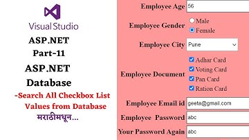 Part 11-Asp.net search all checkbox list values from database in marathi | checkboxlist | Asp.net