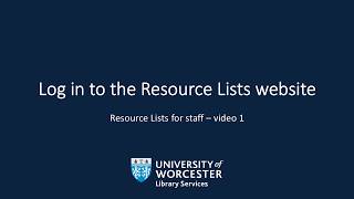 Log in to the Resource Lists website