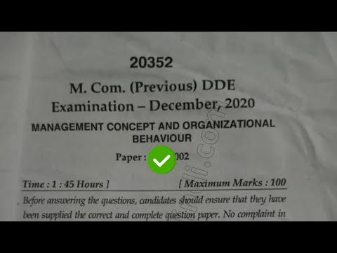 2020 Mdu MCom DDE 1st Year Management Concept & Organization Behaviour Question Paper