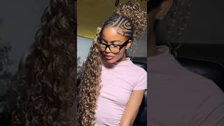 Boho curls lemonade braid hairstyle #braids #hairstyle #lemonadebraid