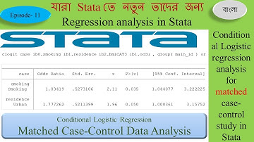Conditional Logistic regression analysis for matched case-control study in Stata: Part-11