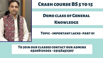 Demo Lecture BS 5 to 15 | GK | Important lakes part 01