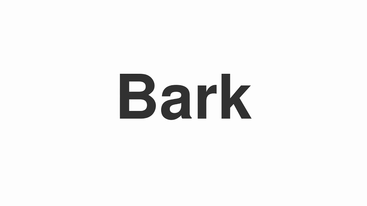 How to Pronounce "Bark"