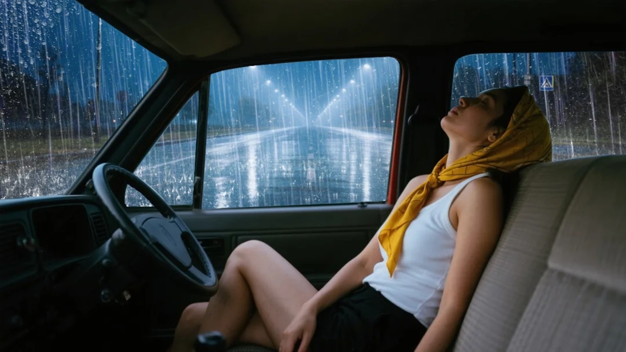 Calming Heavy Rain in Car with Thunder at Night for Deep Sleep and ...